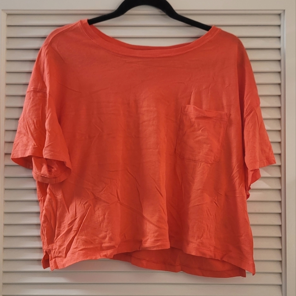 Old Navy - Orange Oversized Relaxed-Fit Short-Sleeve Crop Top